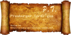 Presburger Terézia névjegykártya